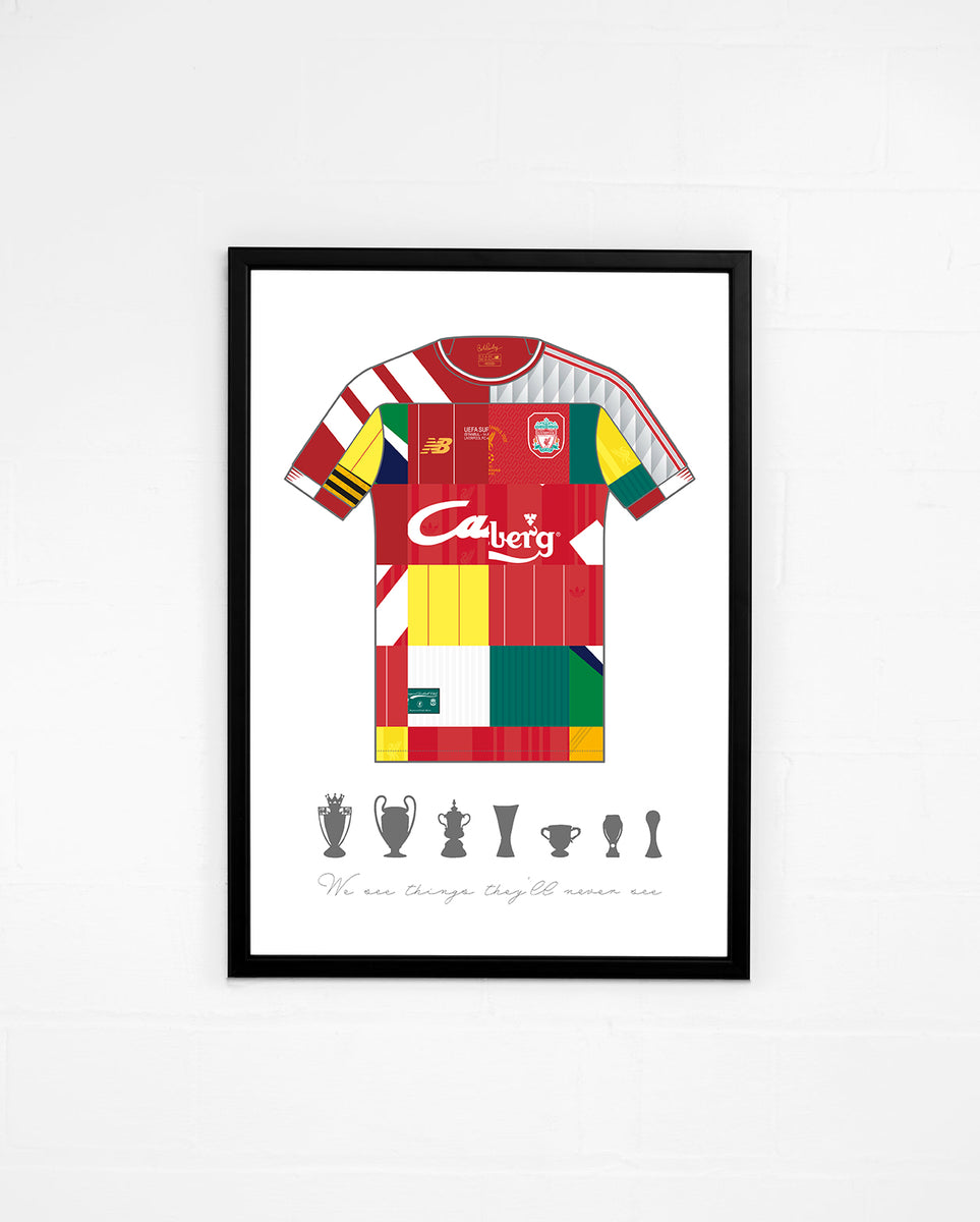 Liverpool FC Classic Shirts Poster Champions Wall Kop Clobber