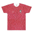 Load image into Gallery viewer, Retro 1989 Full Print T-Shirt Red Pattern with White Liverbird / Unisex-Kop Clobber