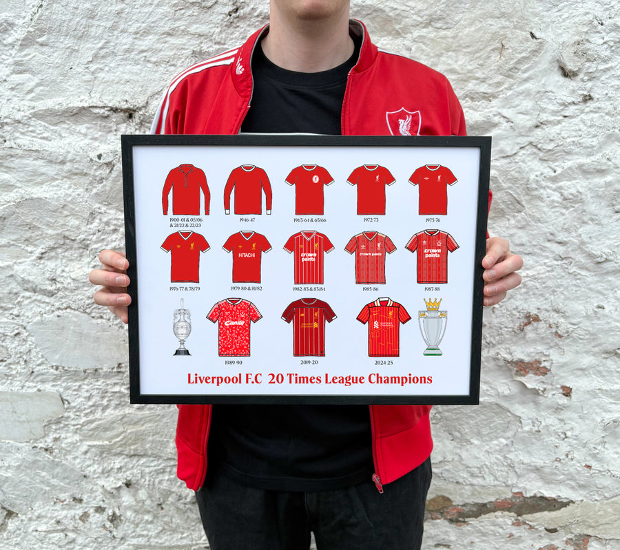 Liverpool 20 Times Poster - Premier League Winners Art Print