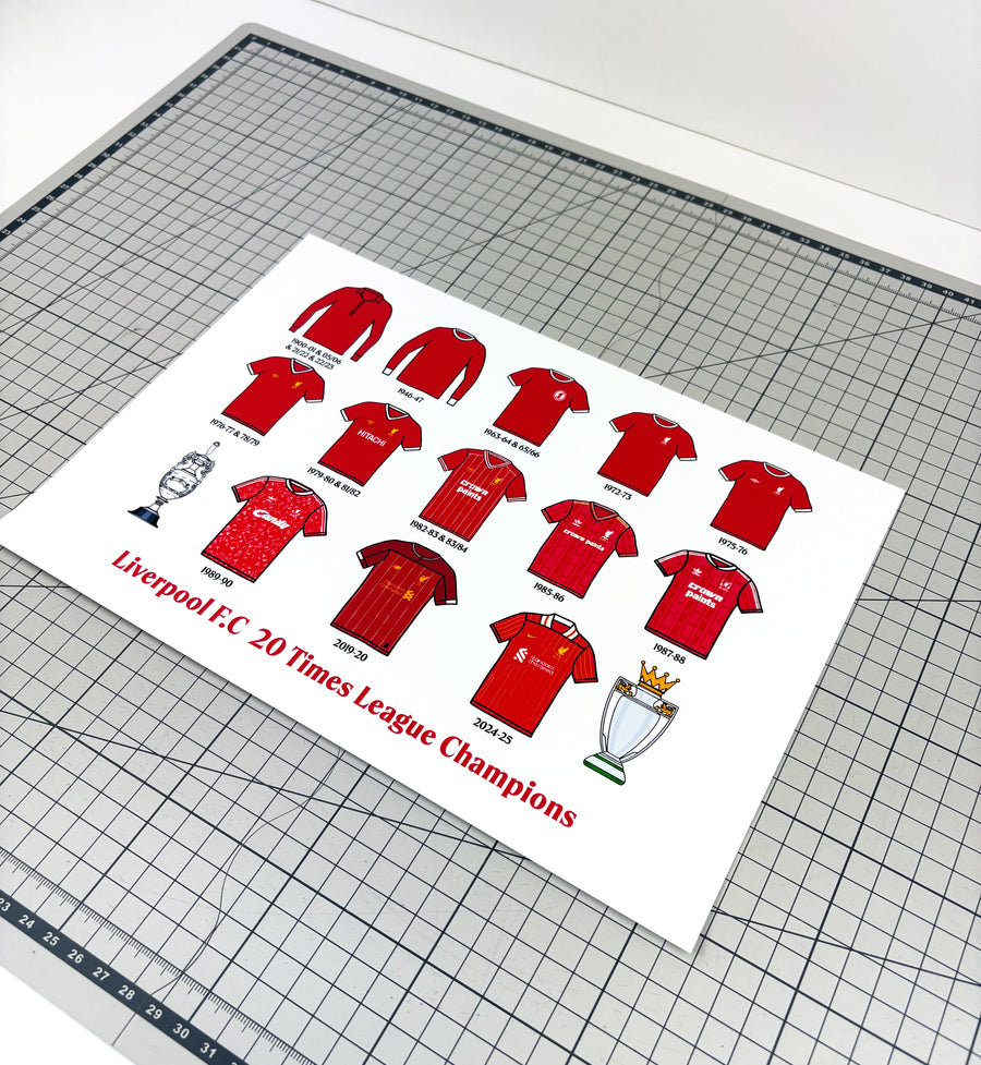 Liverpool 20 Times Poster - Premier League Winners Art Print