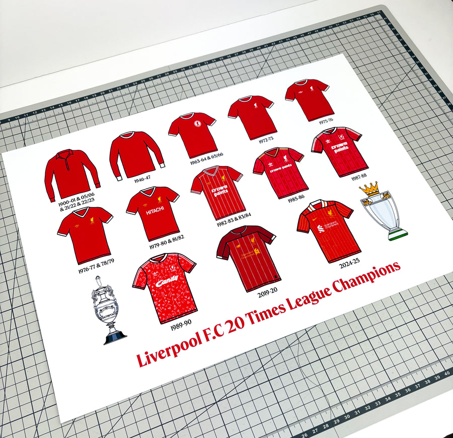 Liverpool 20 Times Poster - Premier League Winners Art Print