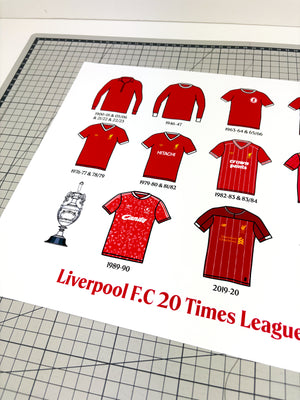 Liverpool 20 Times Poster - Premier League Winners Art Print