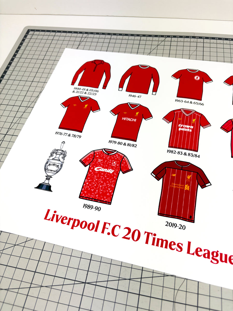 Liverpool 20 Times Poster - Premier League Winners Art Print