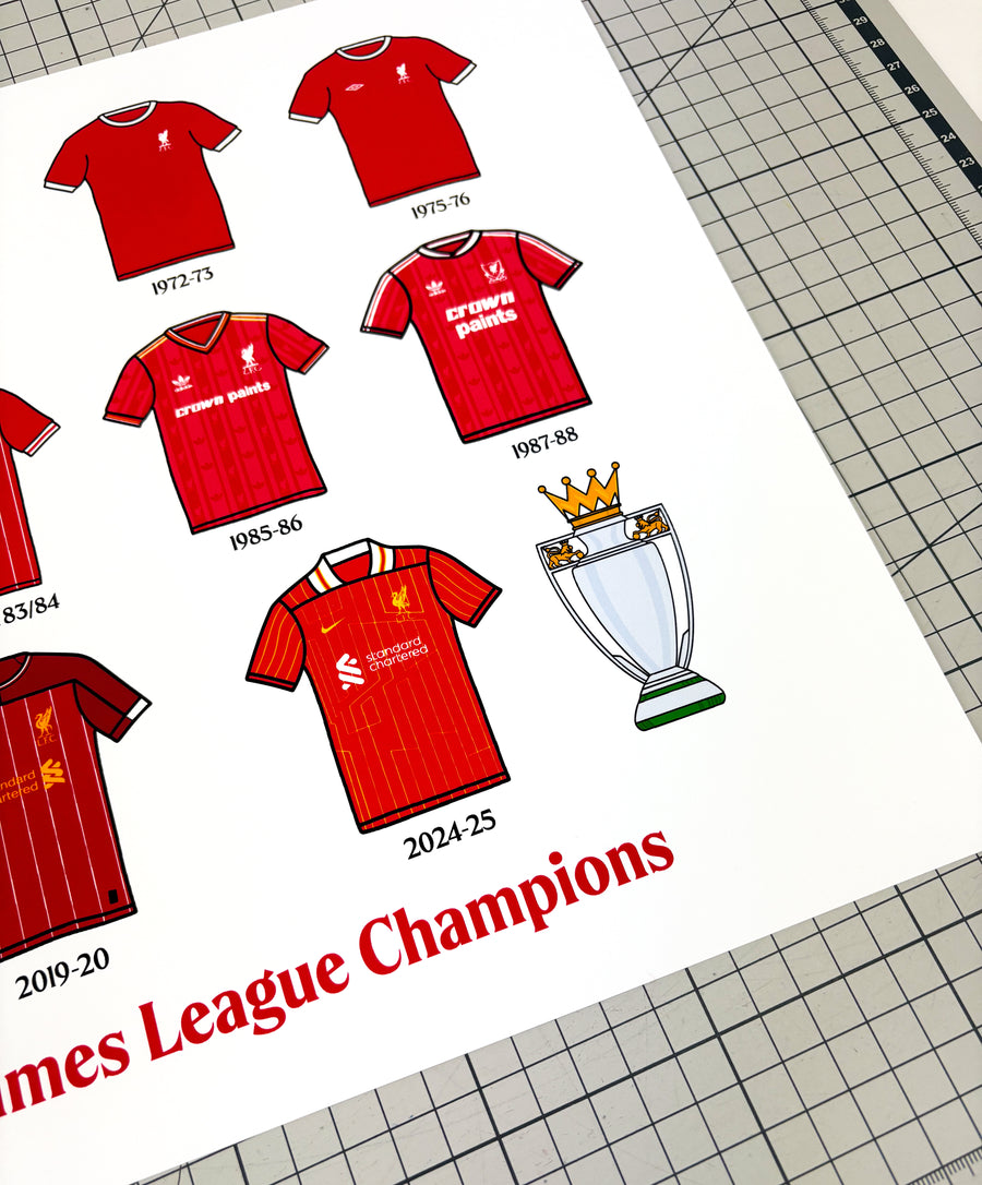 Liverpool 20 Times Poster - Premier League Winners Art Print