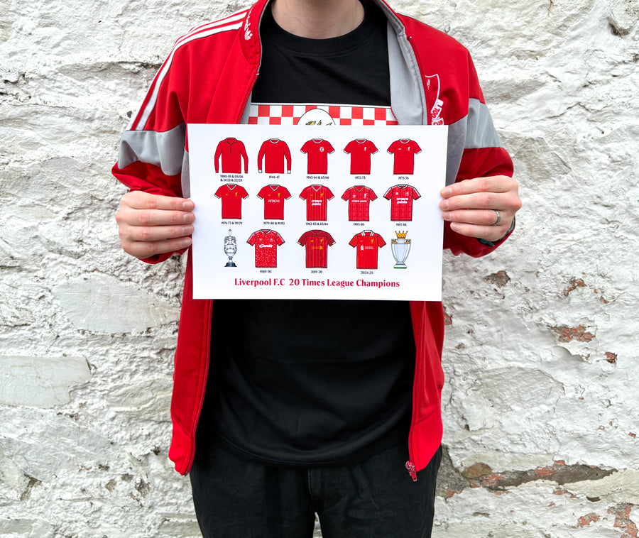 Liverpool 20 Times Poster - Premier League Winners Art Print