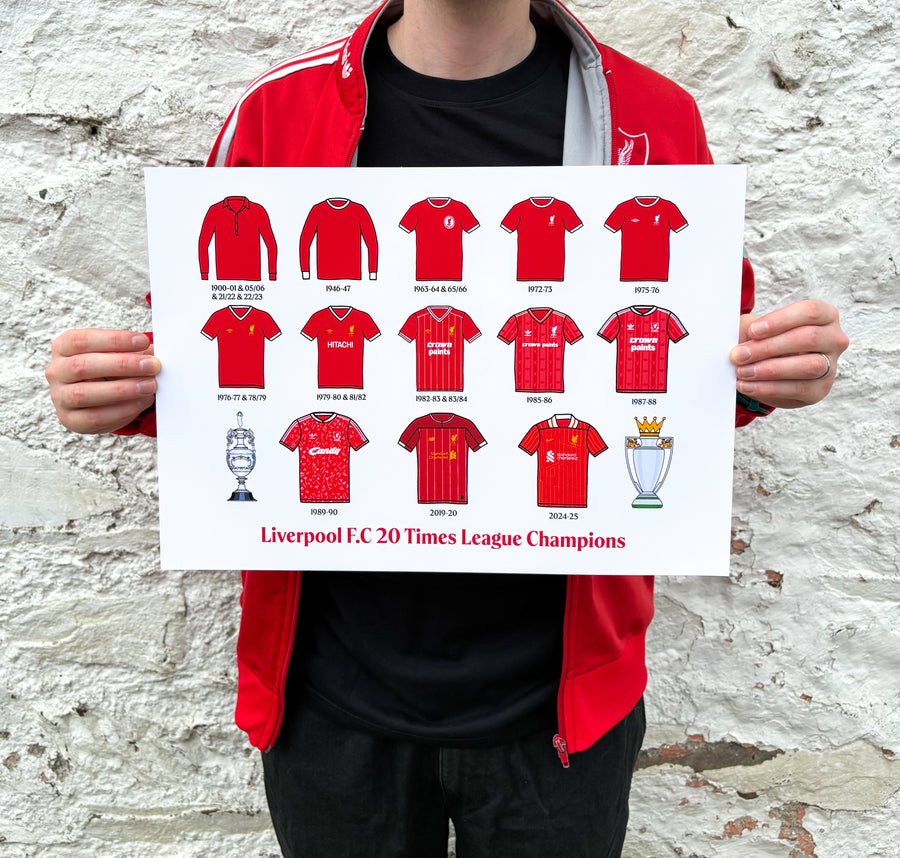 Liverpool 20 Times Poster - Premier League Winners Art Print
