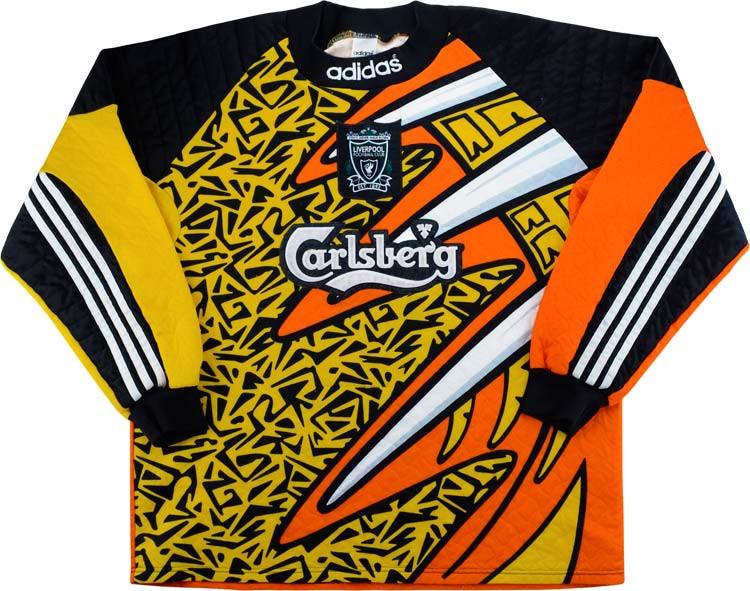 1995-96 Liverpool Goalkeeper Shirt Orange (Excellent) - S-Kop Clobber