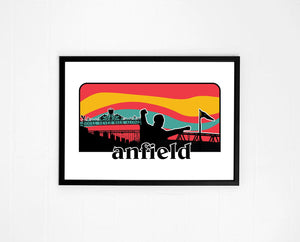 ANFIELD FAMOUS LANDMARKS SILHOUETTE LIVERPOOL POSTER PRINT