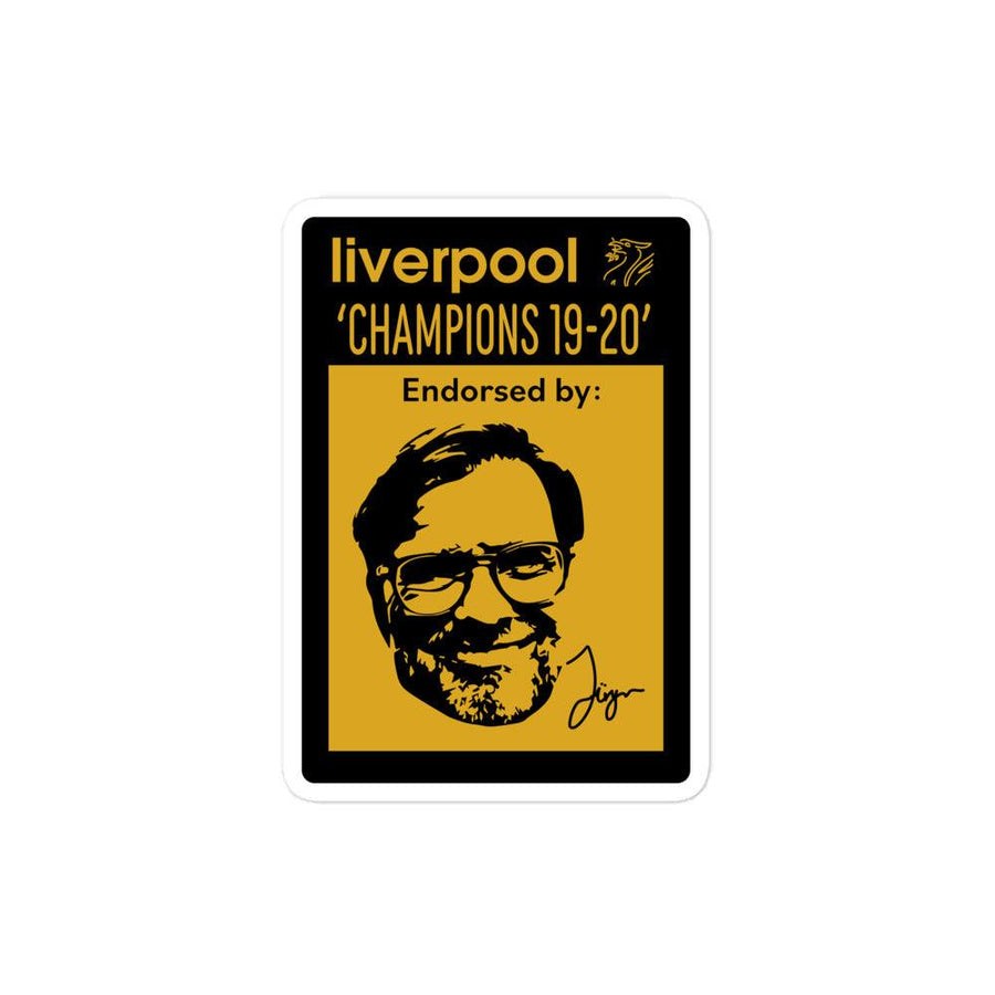 Jurgen Klopp Stan Smith Liverpool Sticker 'Champions 19-20' - Kop Clobber