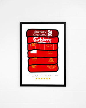 LIVERPOOL CHAMPIONS LEAGUE WINNERS POSTER - 6 TIMES SHIRT PRINT