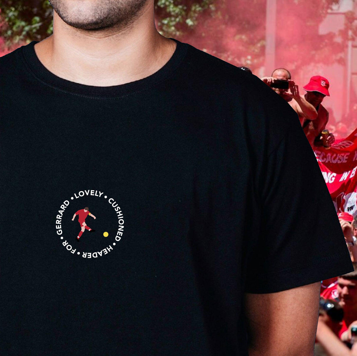 Lovely Cushioned Header for Gerrard Embroidered T-Shirt | Kop Clobber