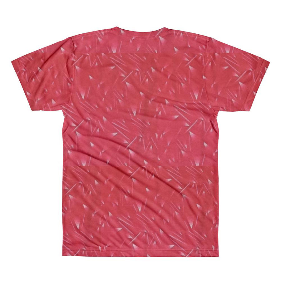 Retro 1989 Full Print T-Shirt Red Pattern with White Liverbird / Unisex-Kop Clobber