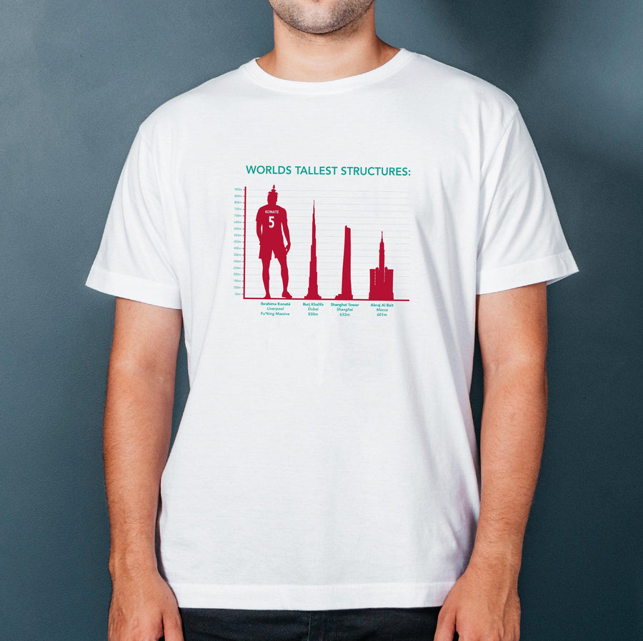 World's Tallest Structures Konaté Liverpool T-Shirt-Kop Clobber-White-S-Kop Clobber